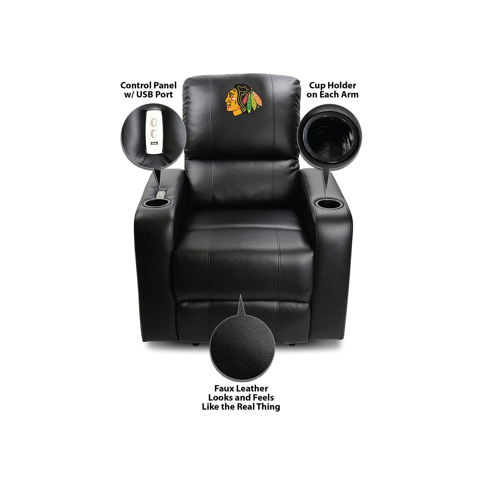 Imperial Chicago Blackhawks Power Theater Recliner With USB Port