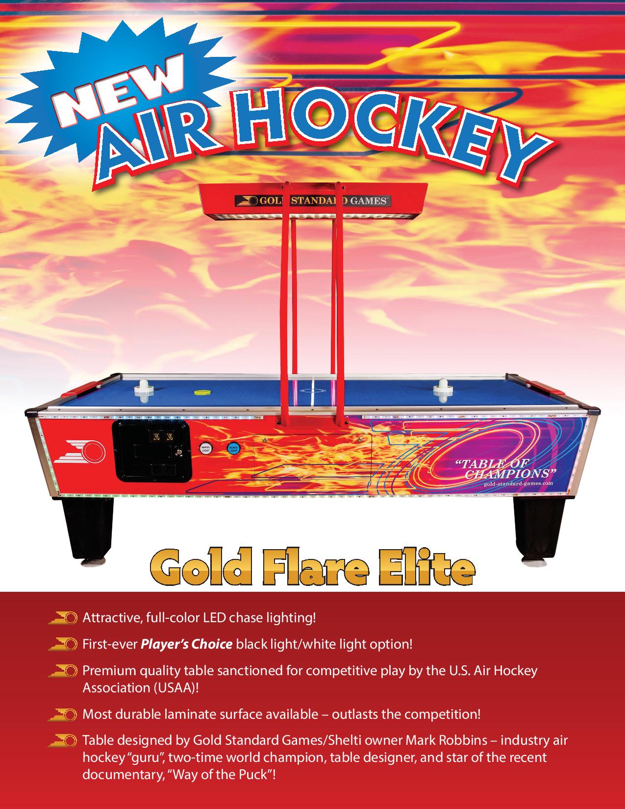 Gold Standard Games 8' GOLD FLARE ELITE Air Hockey Table (Coin Op)