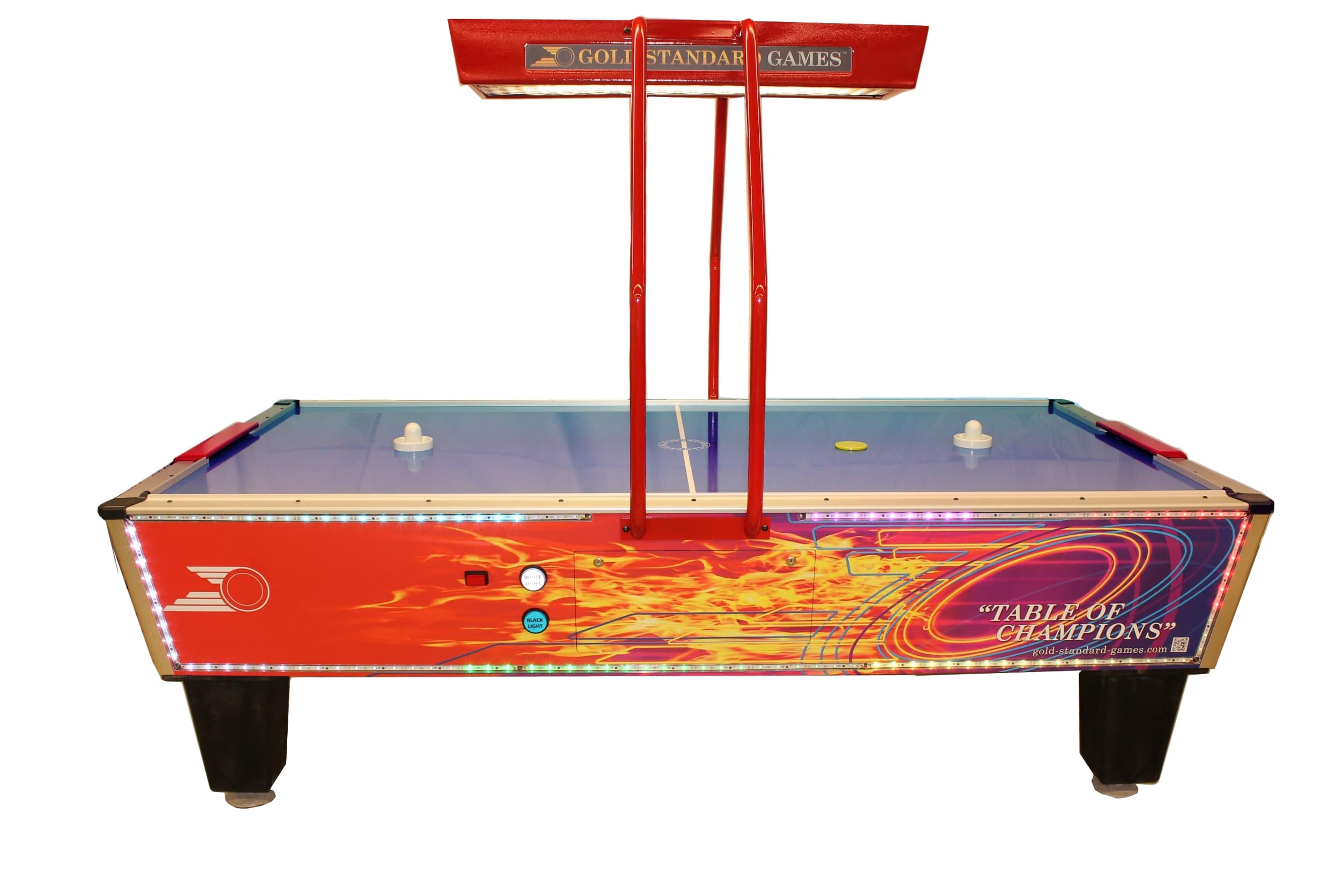 Gold Standard Games 8' Gold Flare Home Elite Air Hockey Table with Electronic Scoreboard