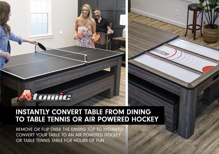 Atomic Northport 3-in-1 Dining Table with Air-Powered Hockey and Table Tennis