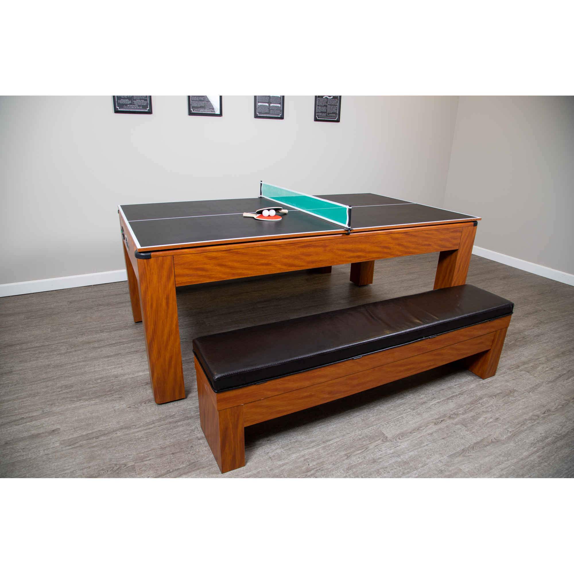 Hathaway Sherwood 7' Air Hockey Table w/Benches in Cherry/Black Finish