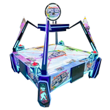 Colorful l arcade game with open lid on a white background