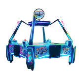 Colorful ice hockey arcade game with 'Open Ice' branding on a white background