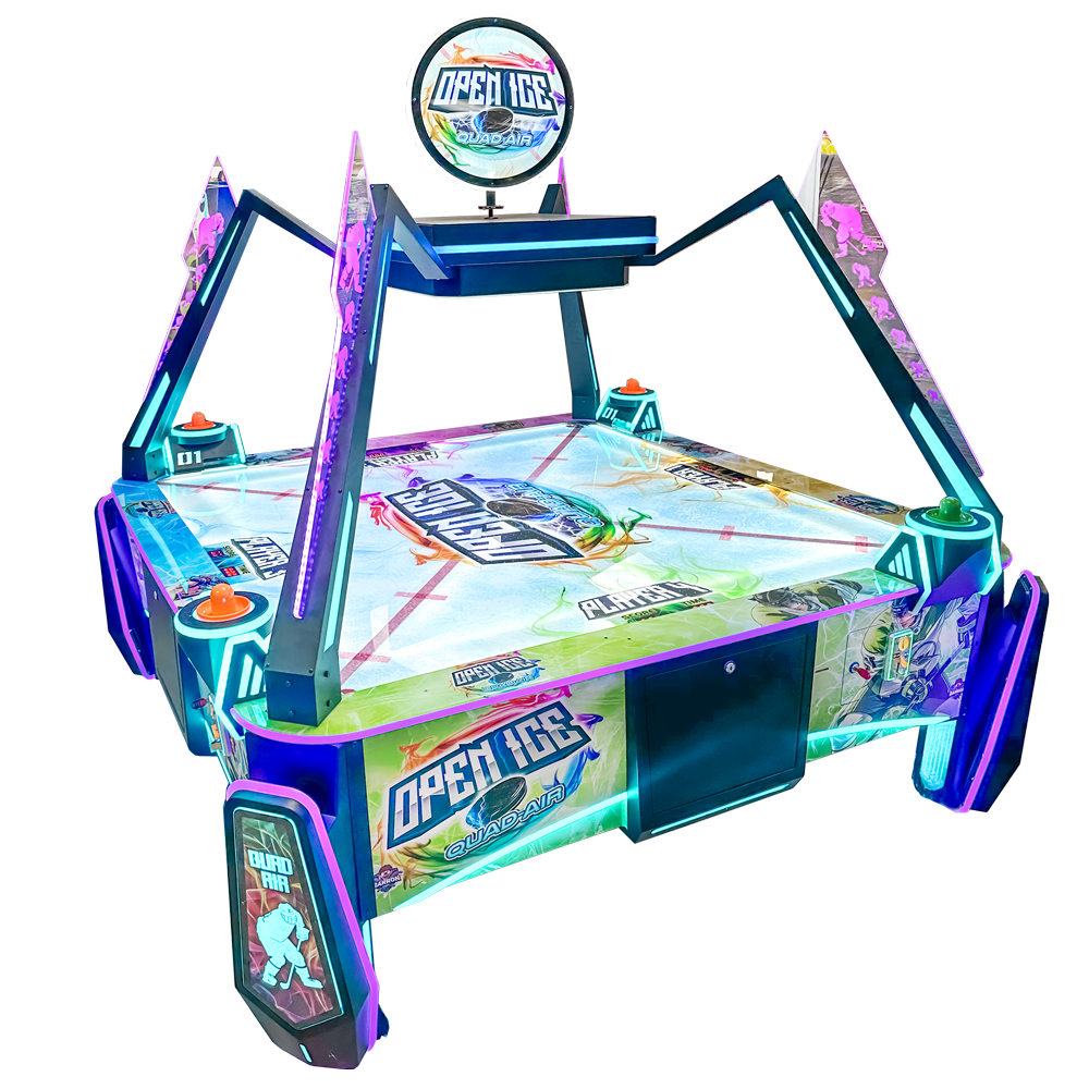 Colorful arcade game with digital display on a white background