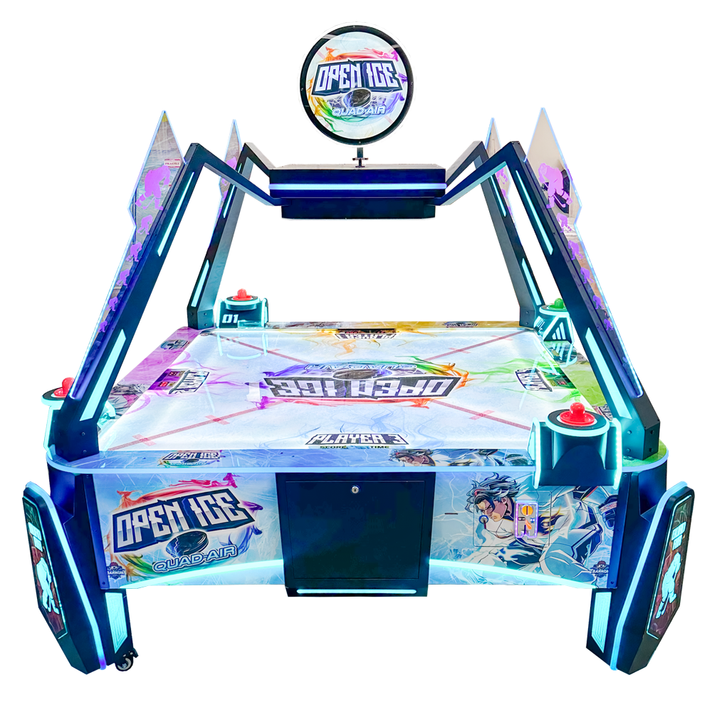 Air Hockey game with colorful design on a white background