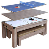 Picture of Hathaway Driftwood 7' Air Hockey Table Tennis Combo Set w/Benches